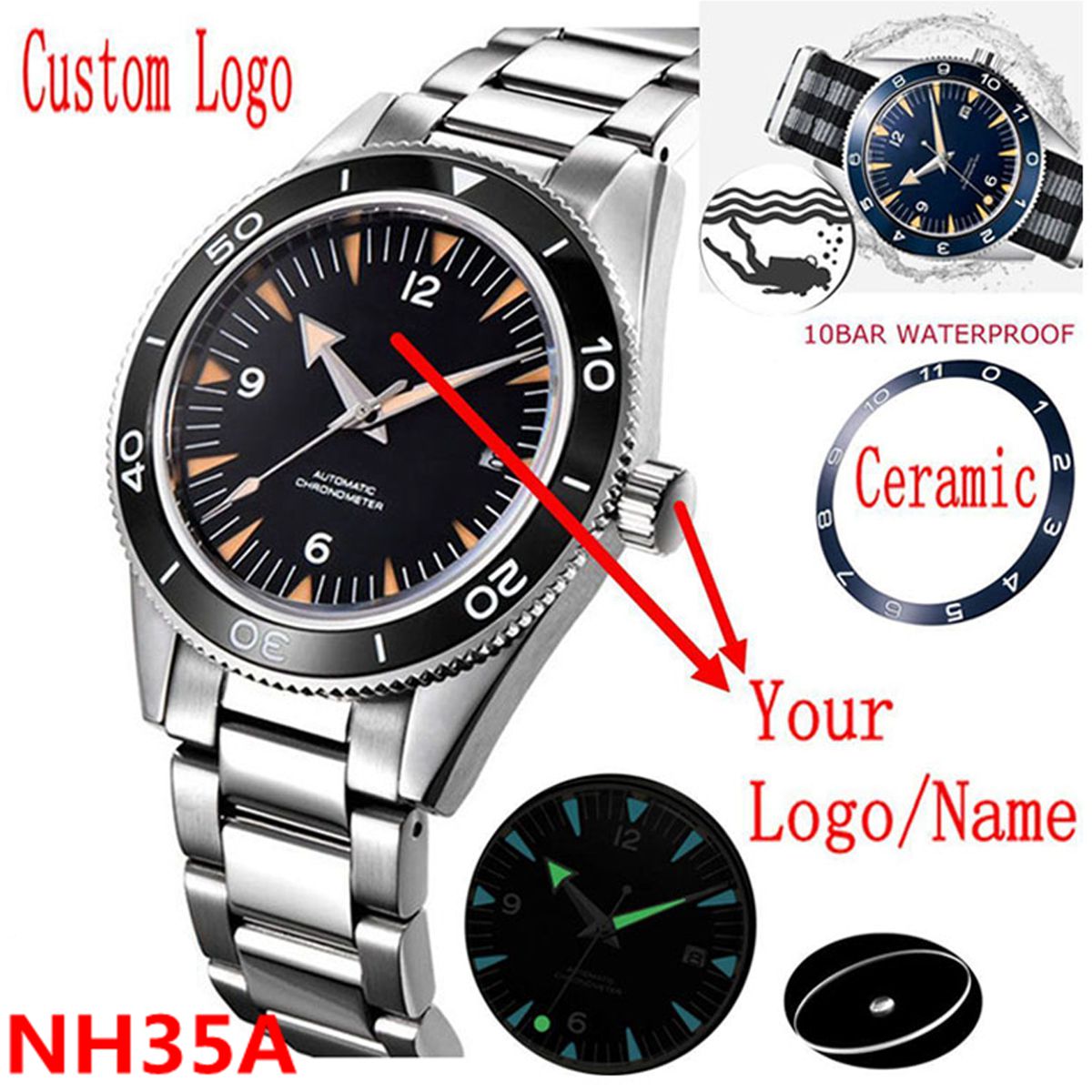 Luxury Watch Logos - Logo Kustom NH35 Jam Tangan Pergerakan
