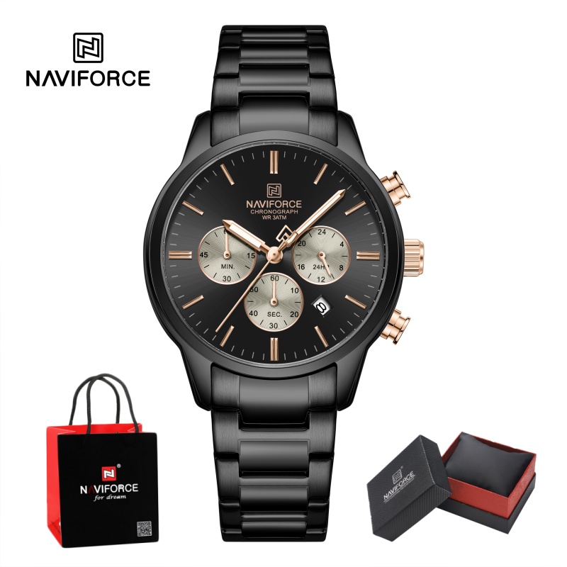Luxury Watch Gift Box - Jam Tangan Pria NAVIFORCE Quartz Chronograph
