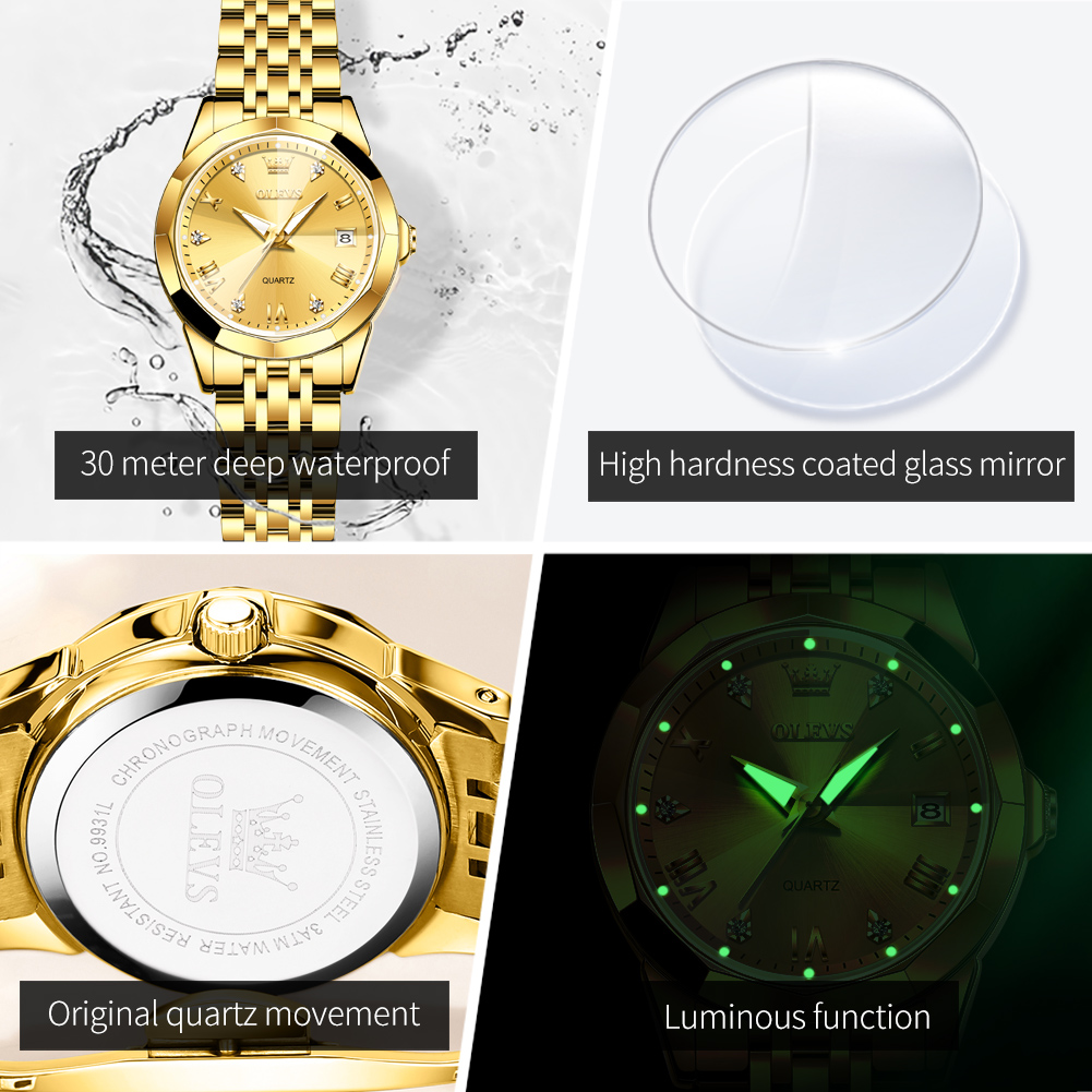 OLEVS jam tangan emas wanita,  - Ladies Luxury Watch ulasan dan harga